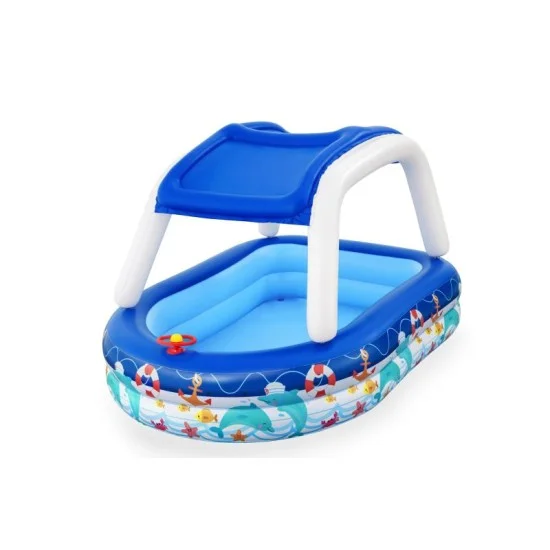 bestway 2.13m x 1.55m x 1.32m sea captain family pool contents 1 pool 1 sun shade repair patch age 3